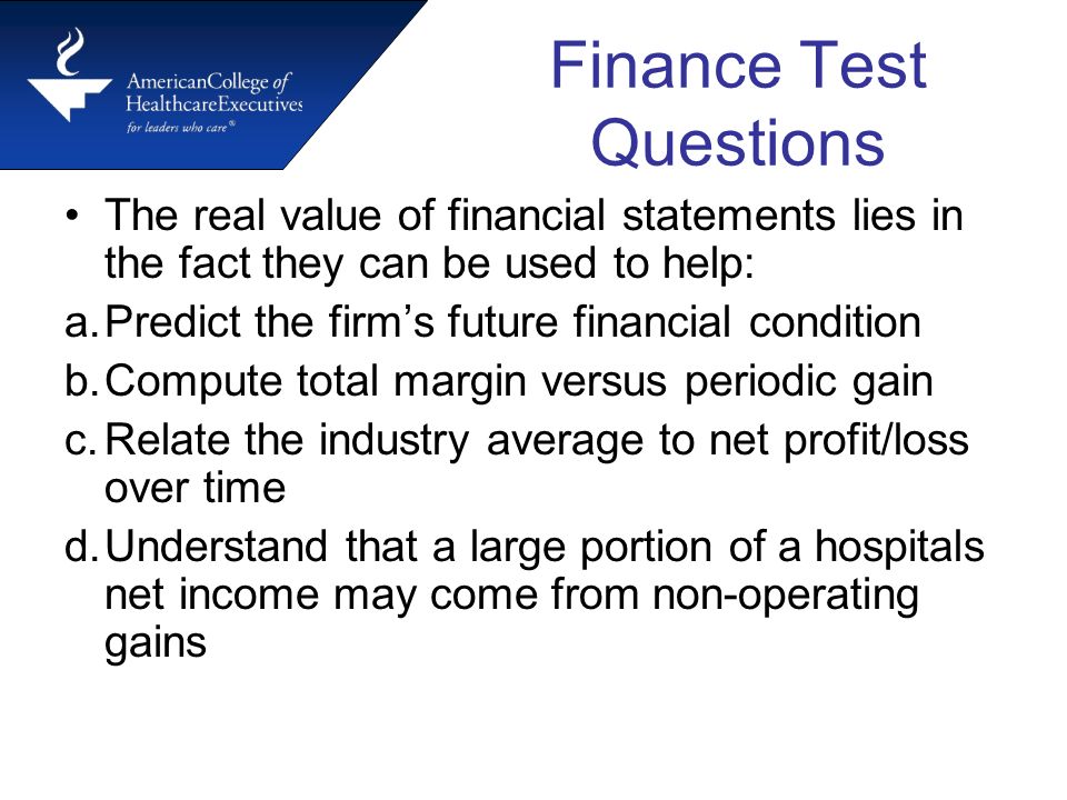 finance test questions