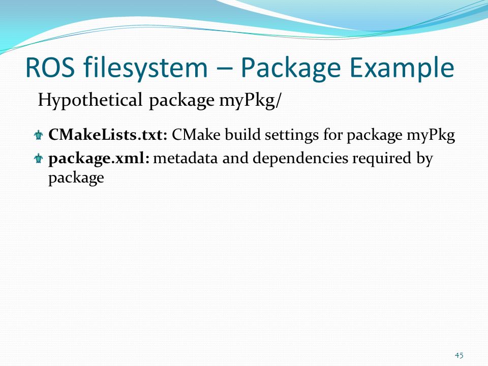 ROS filesystem – Package Example