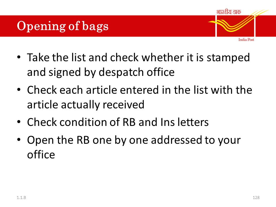 Check condition of RB and Ins letters