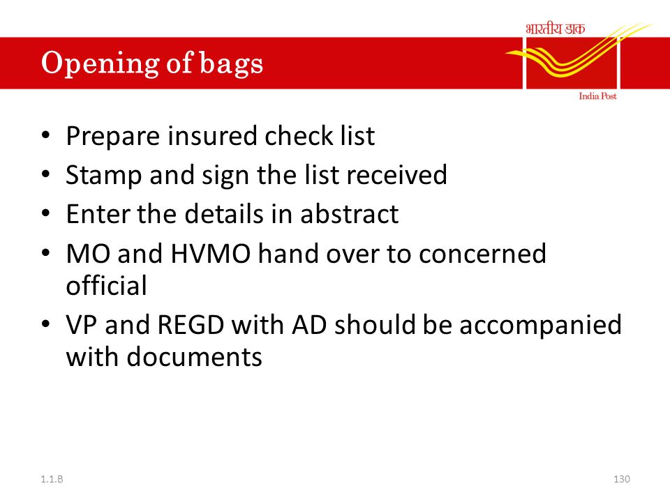 Prepare insured check list Stamp and sign the list received