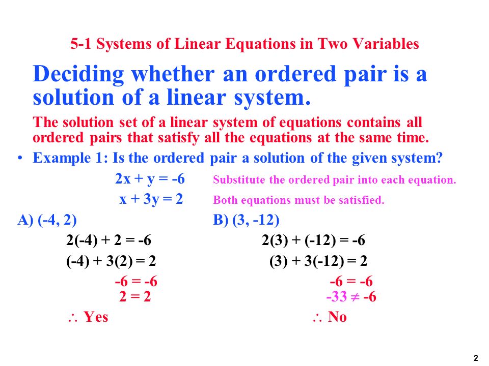 5-1 Systems of Linear Equations in Two Variables