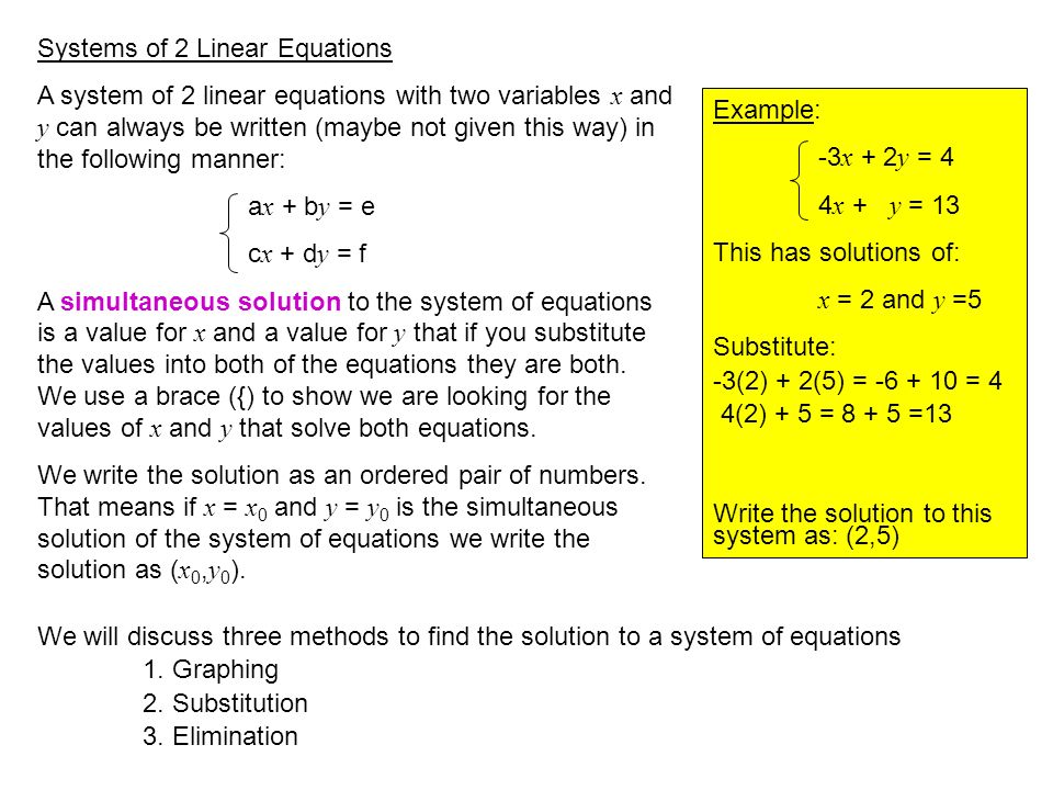 Systems of 2 Linear Equations