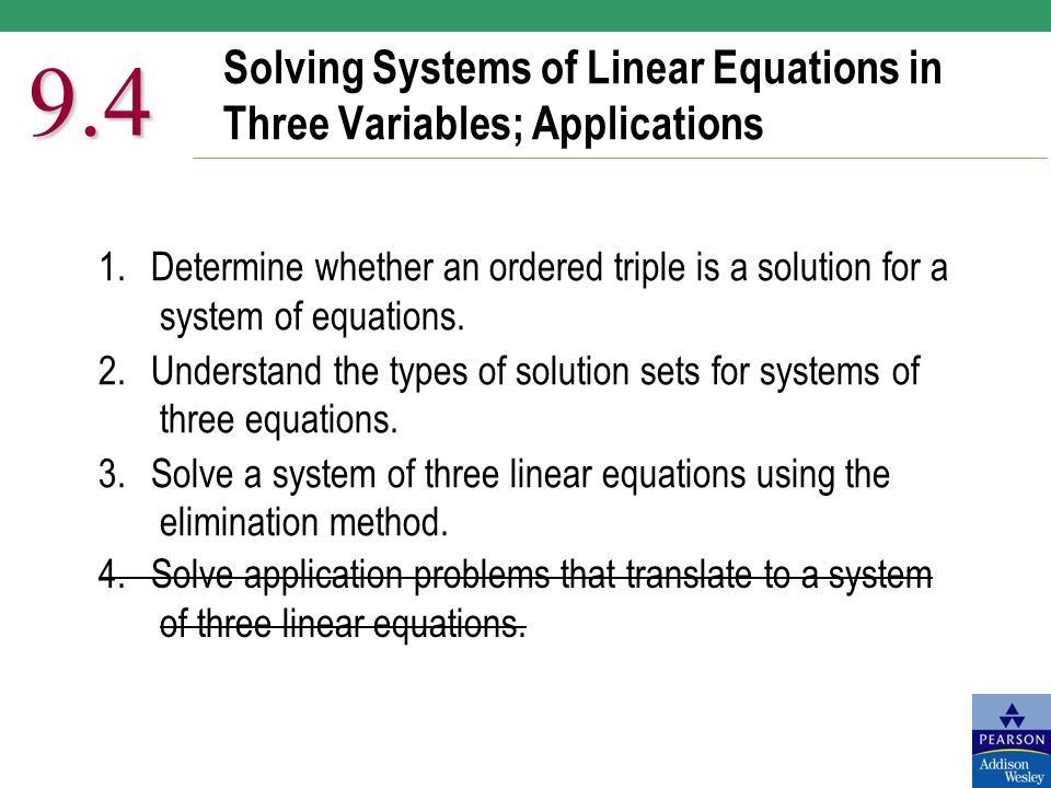 Solving Systems of Linear Equations in Three Variables; Applications