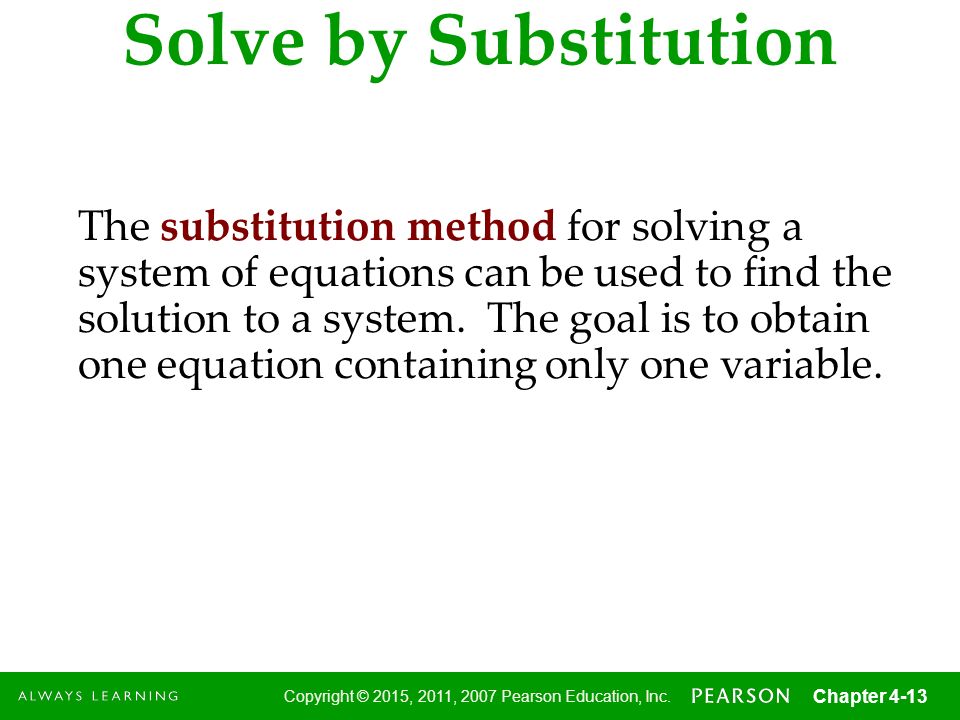 Solve by Substitution