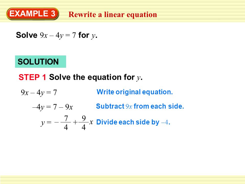 Rewrite a linear equation