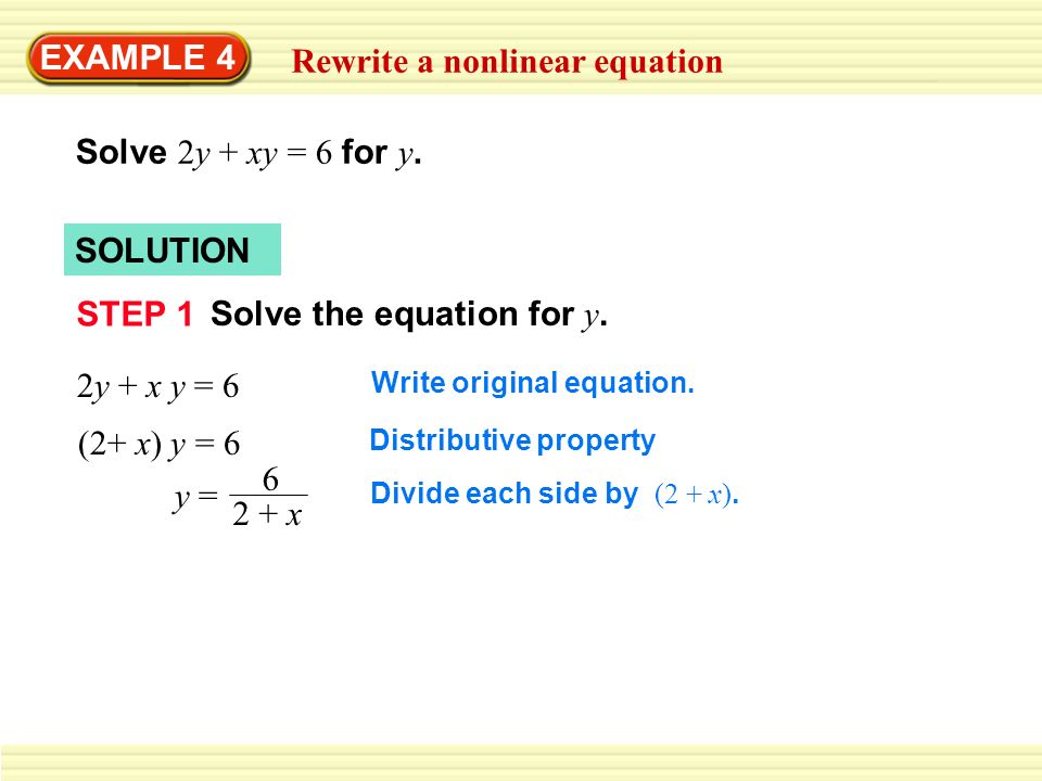 Rewrite a nonlinear equation