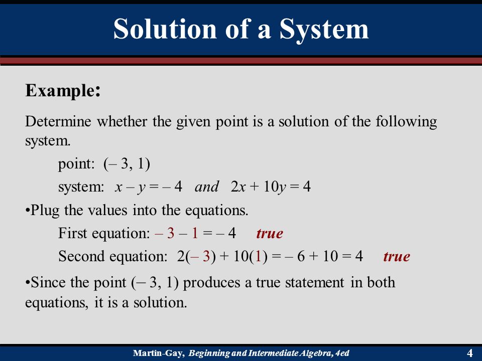 Solution of a System Example: