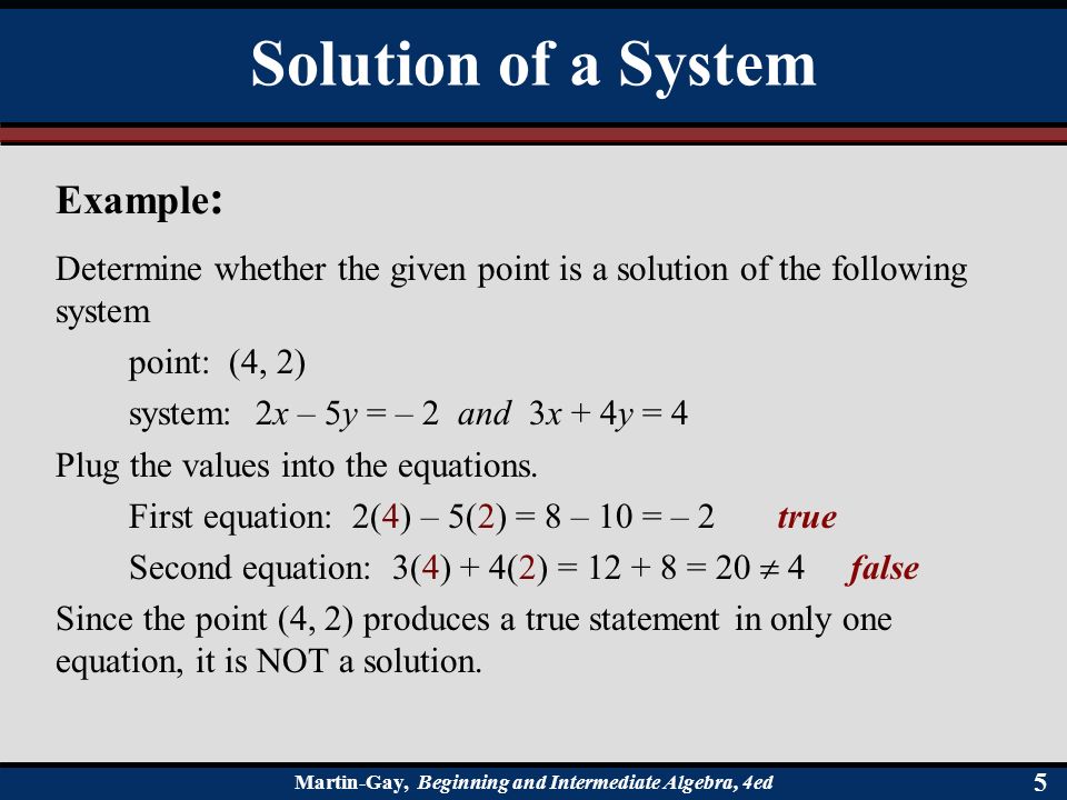 Solution of a System Example:
