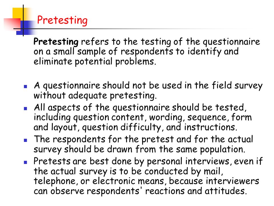 Questionnaire Form Design Ppt Download - 76 pretesting pretesting