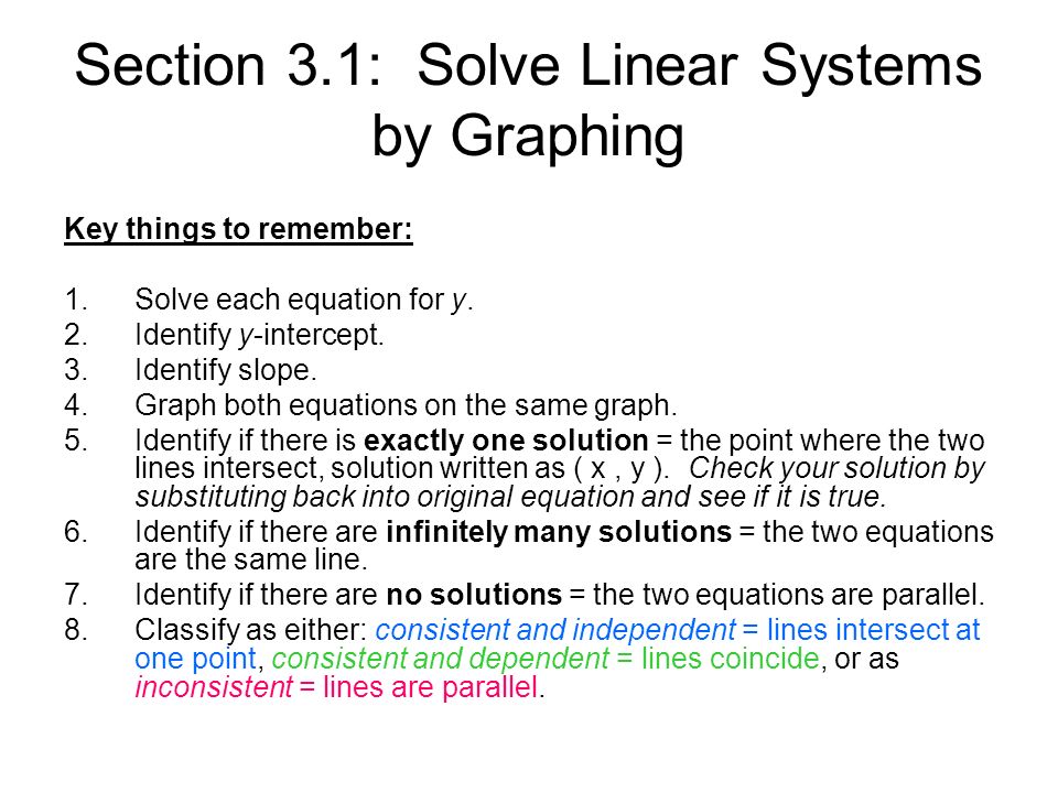 Section 3.1: Solve Linear Systems by Graphing