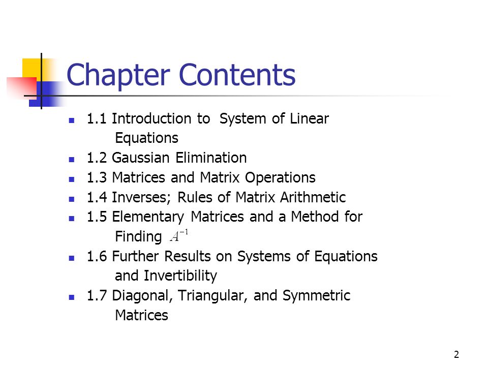 Chapter Contents 1.1 Introduction to System of Linear Equations