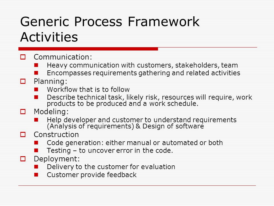 Generic Process Framework Activities