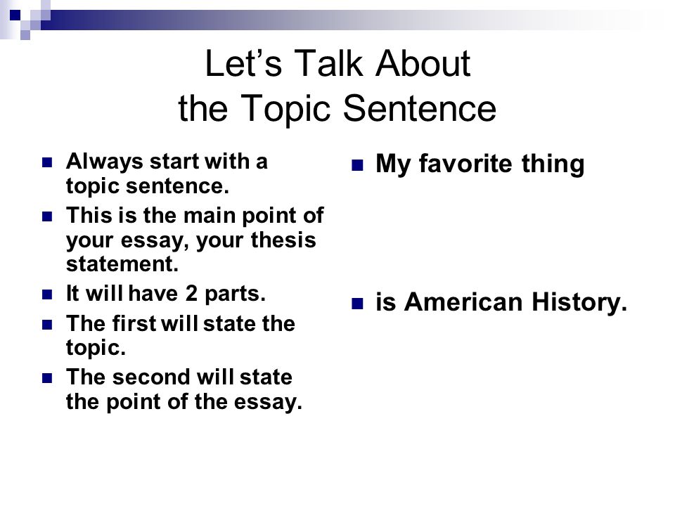 Let’s Talk About the Topic Sentence