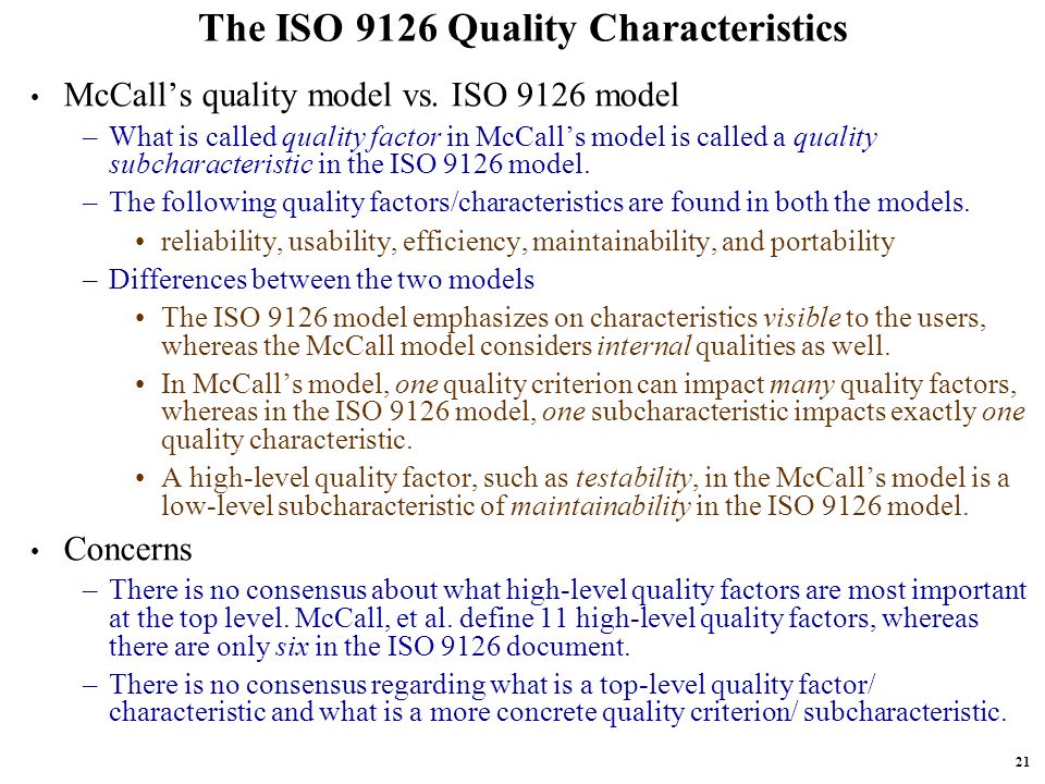 Quality factor, Quality Characteristics, Definitions