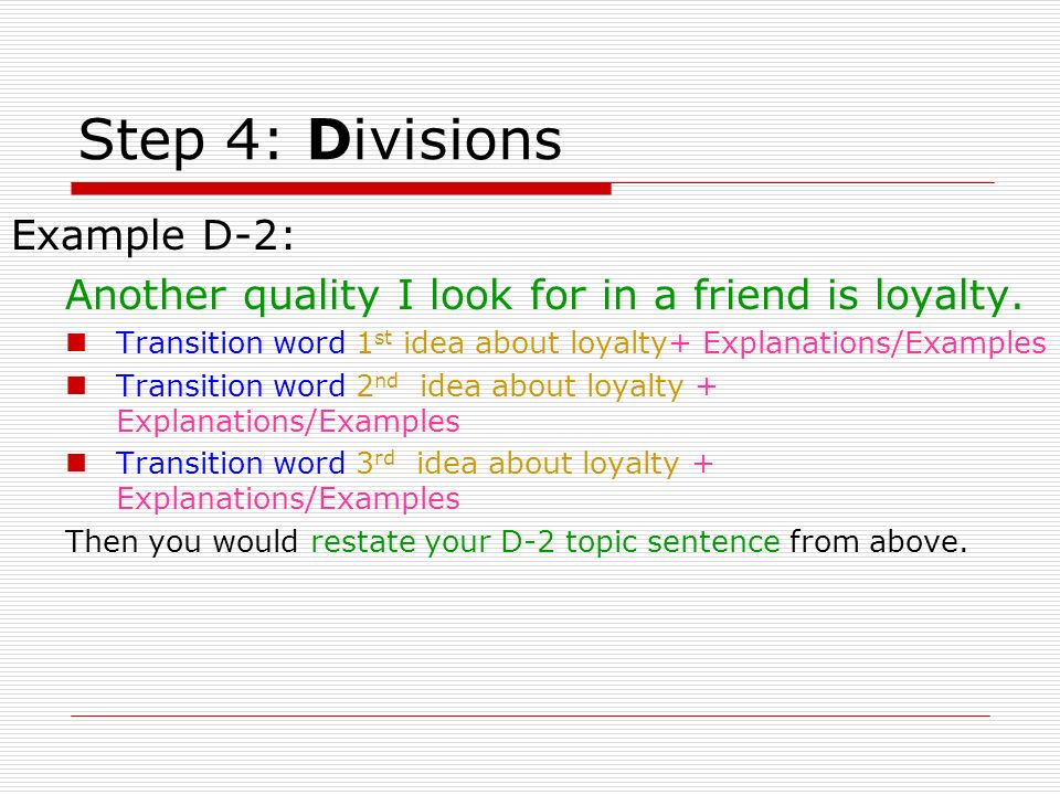 Step 4: Divisions Example D-2: