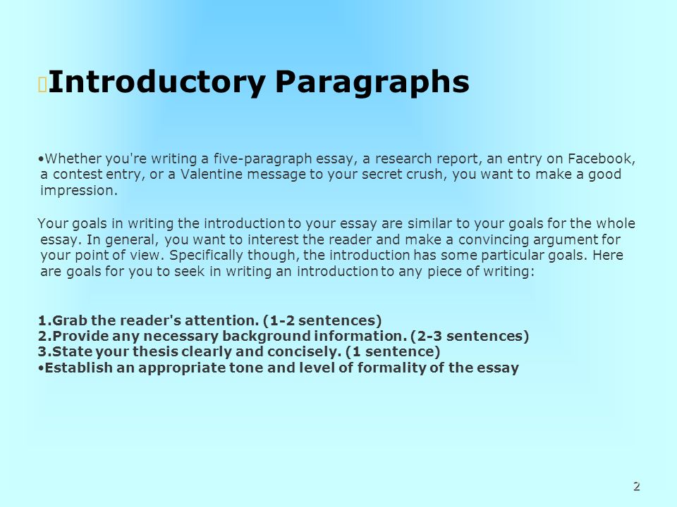 Introductory Paragraphs