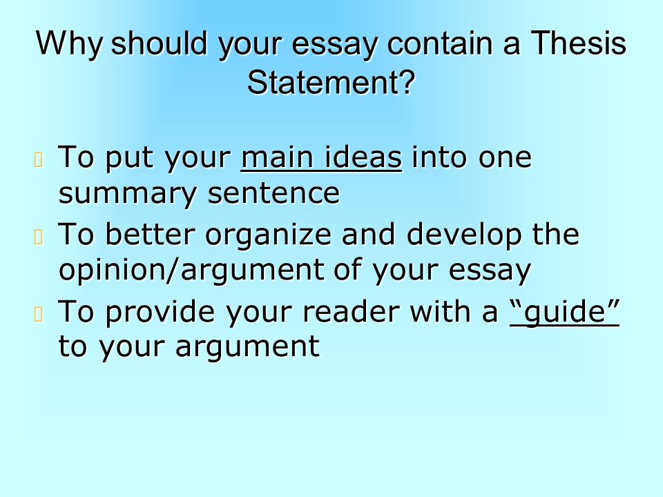 Why should your essay contain a Thesis Statement