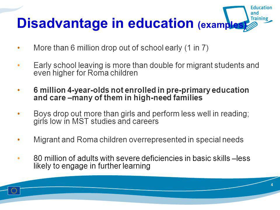Disadvantage in education (examples)