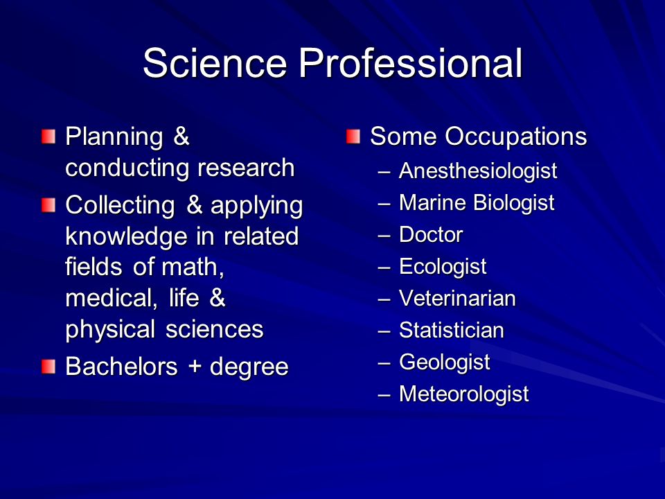 Science Professional Planning & conducting research