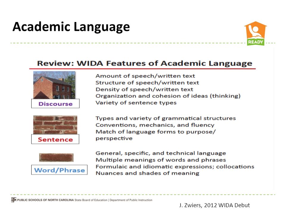 Academic Language J. Zwiers, 2012 WIDA Debut