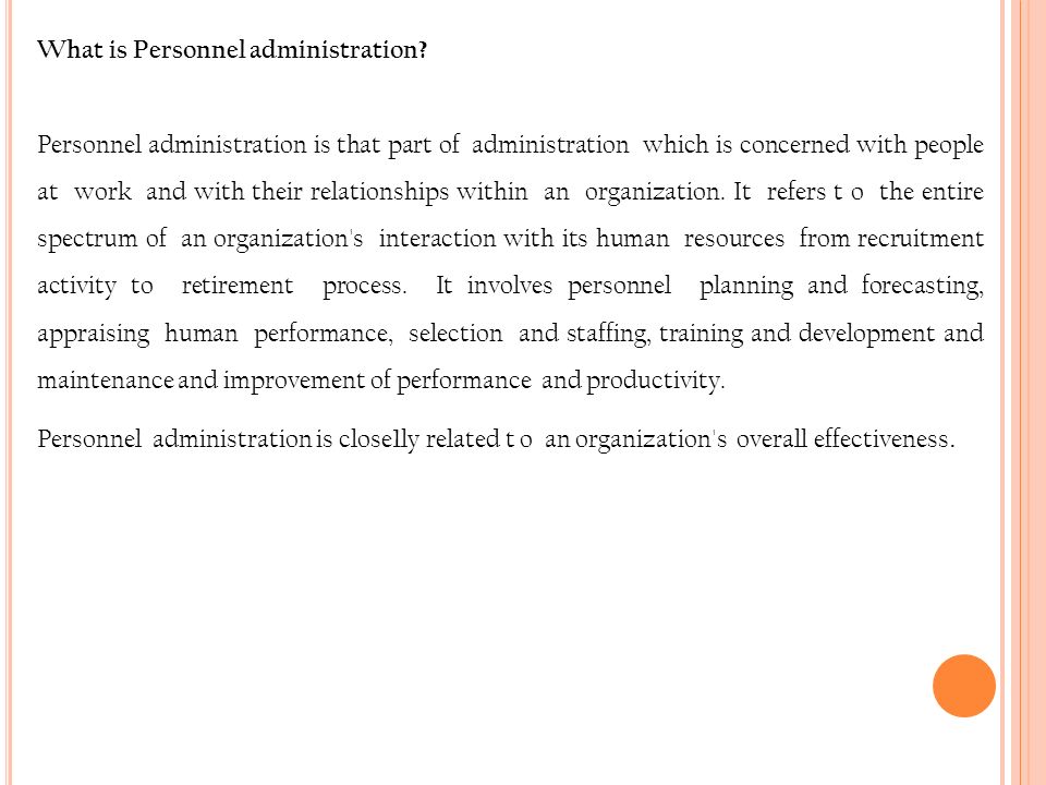 What is Personnel administration