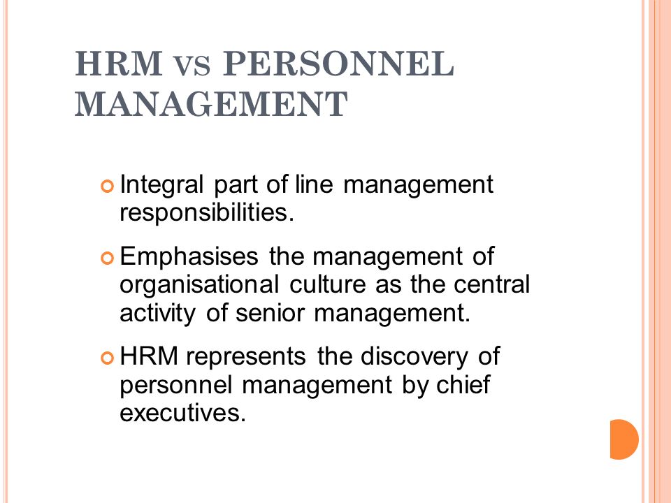 HRM vs PERSONNEL MANAGEMENT