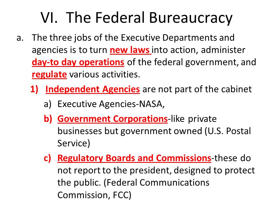 VI. The Federal Bureaucracy