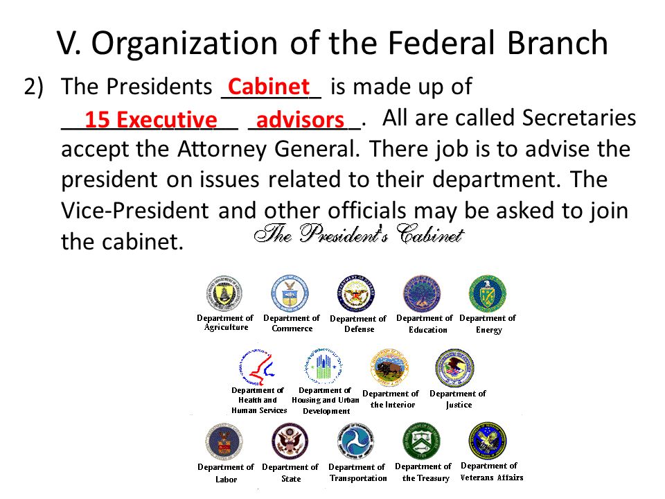 V. Organization of the Federal Branch