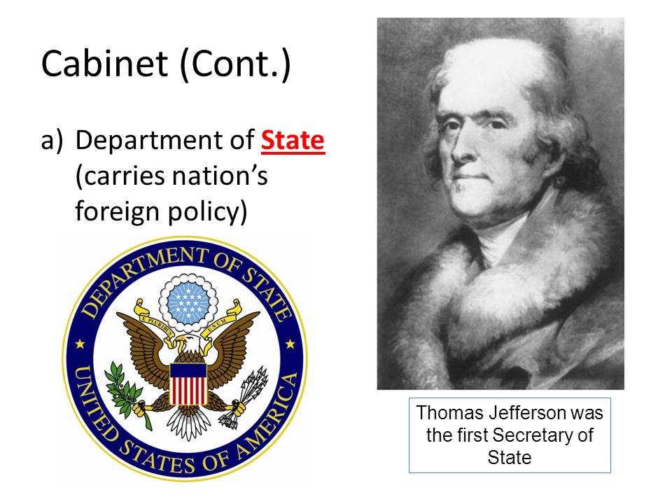 Thomas Jefferson was the first Secretary of State