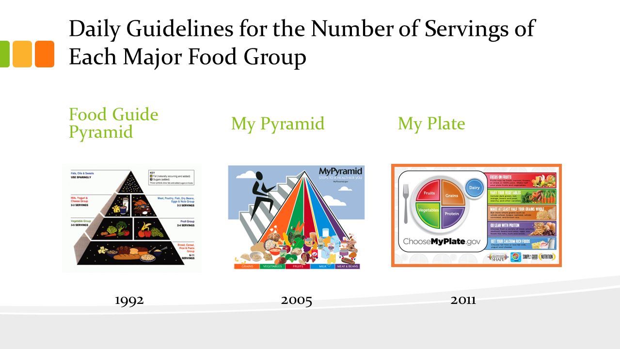 Daily Guidelines for the Number of Servings of Each Major Food Group