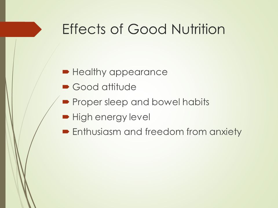 Effects of Good Nutrition