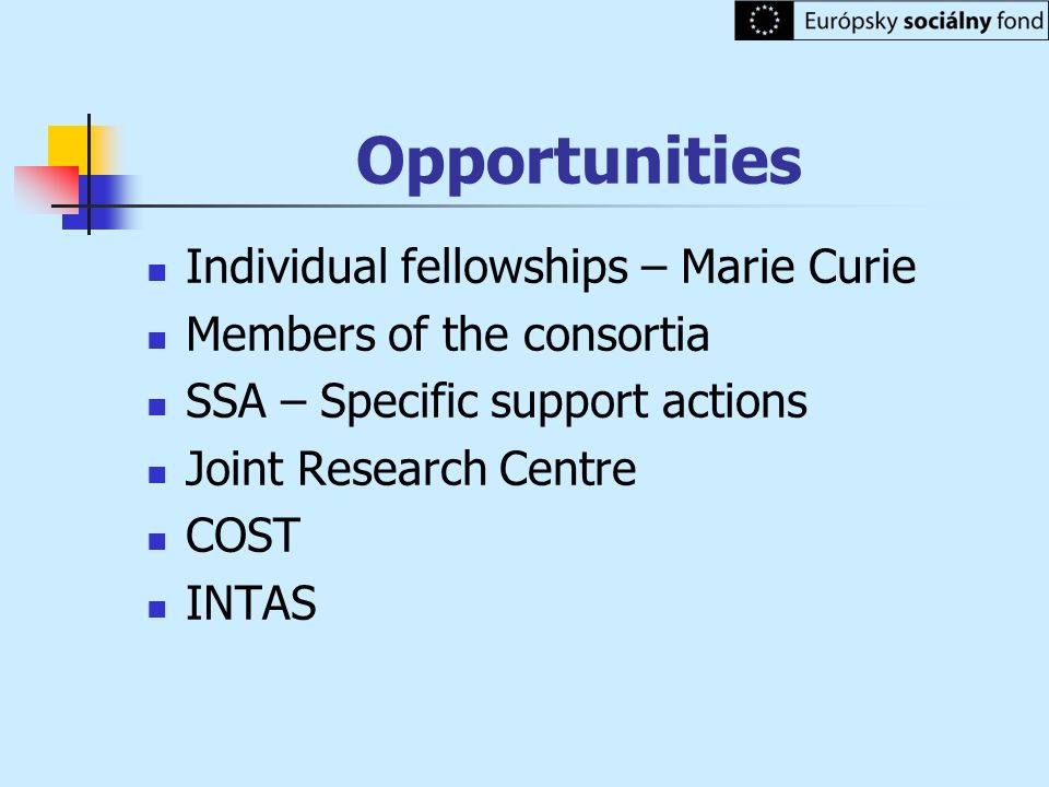 Opportunities Individual fellowships – Marie Curie