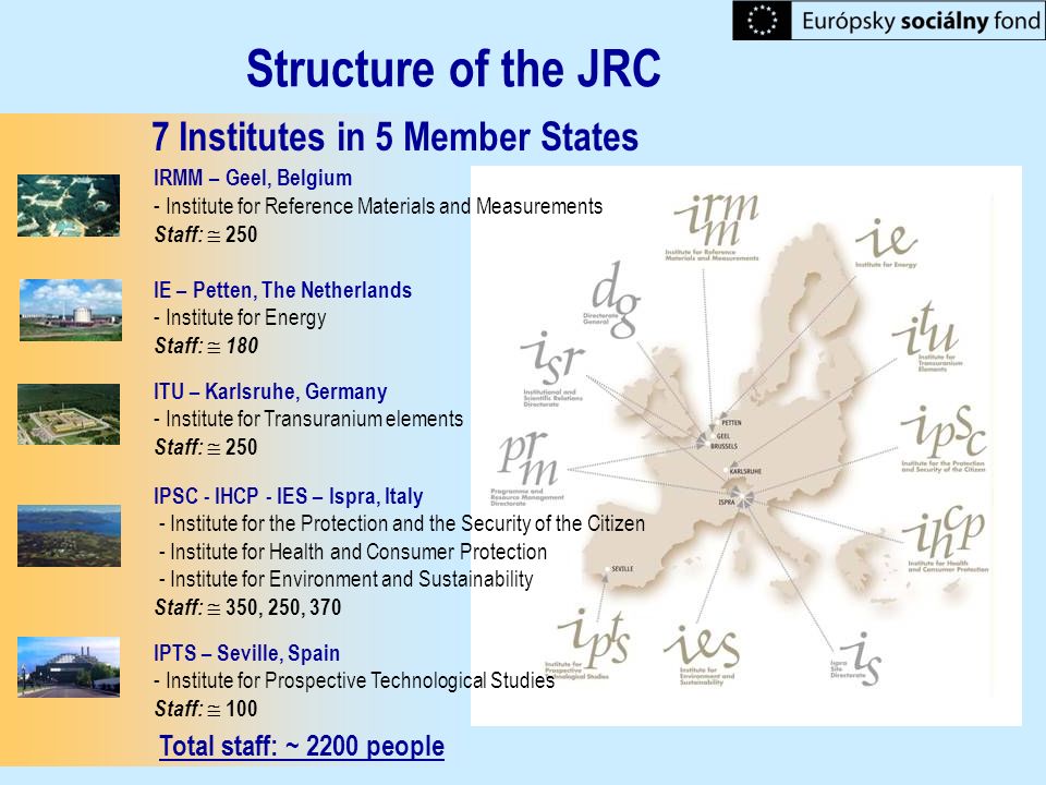 Structure of the JRC 7 Institutes in 5 Member States