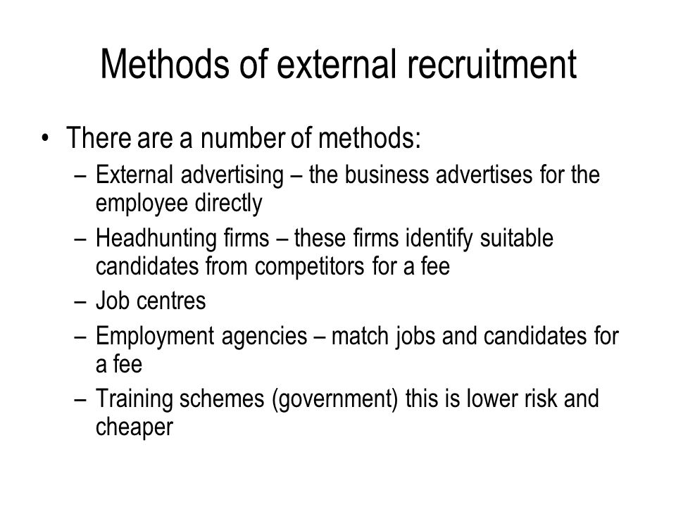 Methods of external recruitment
