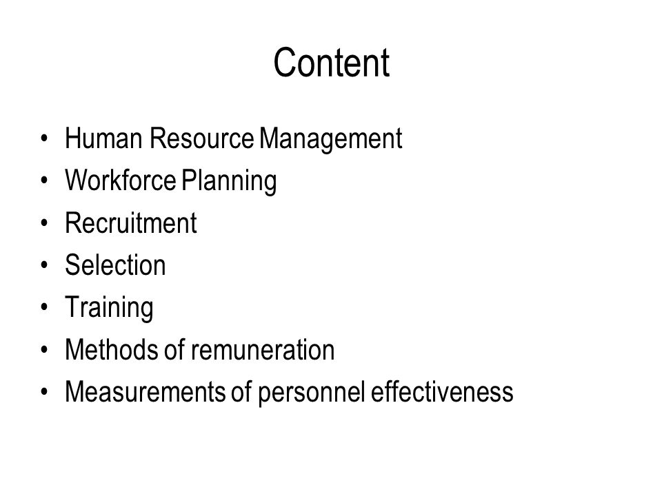 Content Human Resource Management Workforce Planning Recruitment