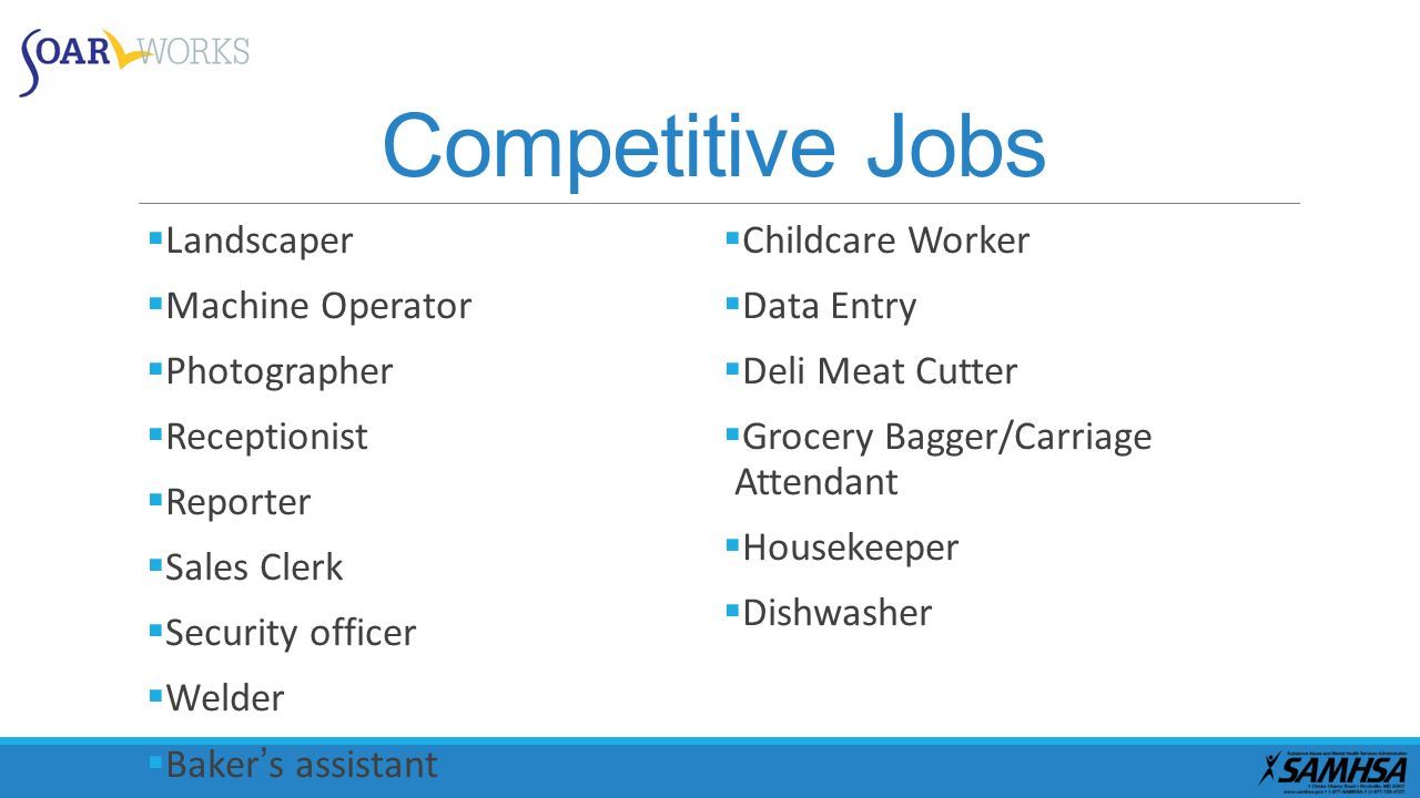 Competitive Jobs Landscaper Childcare Worker Machine Operator