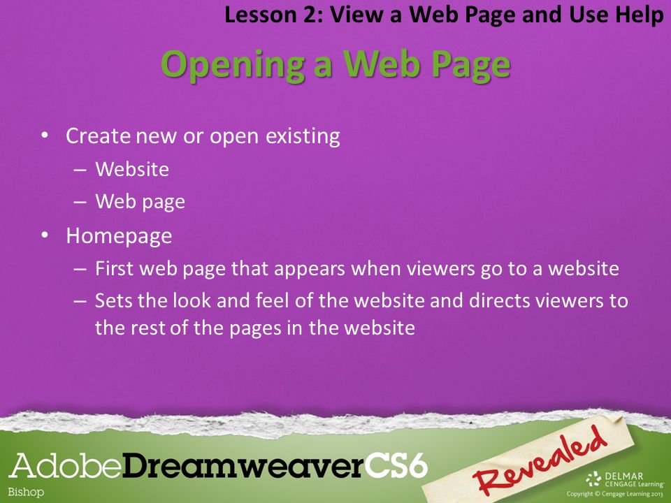Opening a Web Page Lesson 2: View a Web Page and Use Help