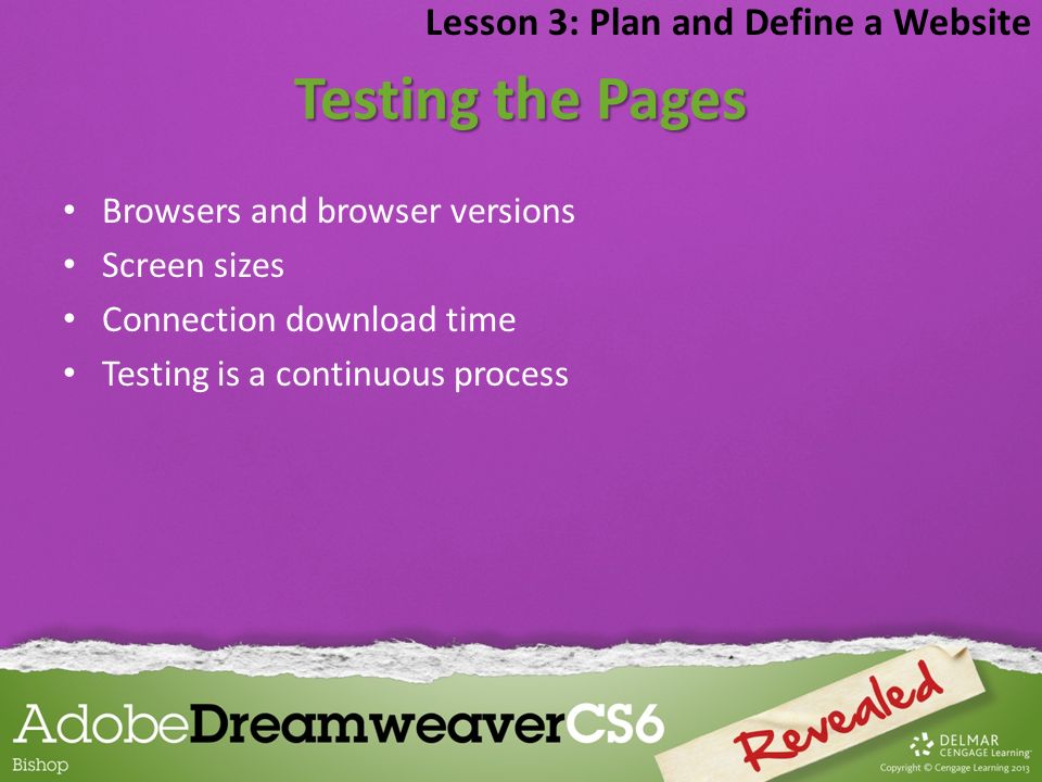 Testing the Pages Lesson 3: Plan and Define a Website