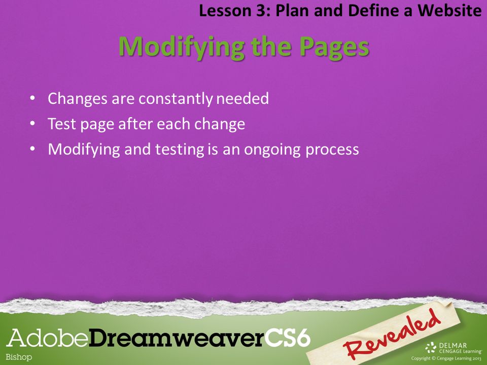 Modifying the Pages Lesson 3: Plan and Define a Website