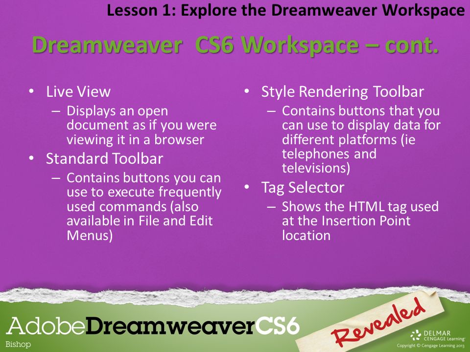 Dreamweaver CS6 Workspace – cont.