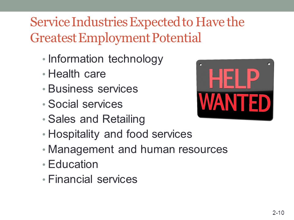 Service Industries Expected to Have the Greatest Employment Potential