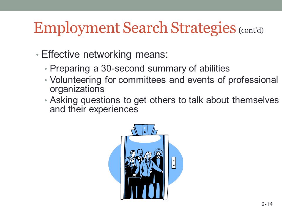 Employment Search Strategies (cont’d)