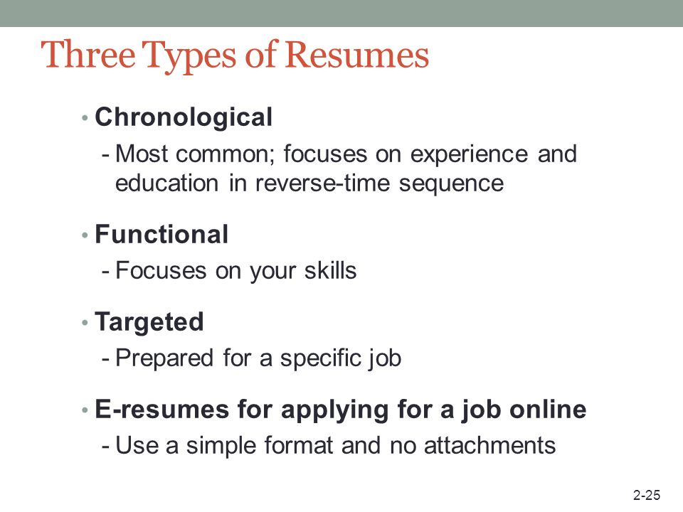 Three Types of Resumes Chronological Functional Targeted