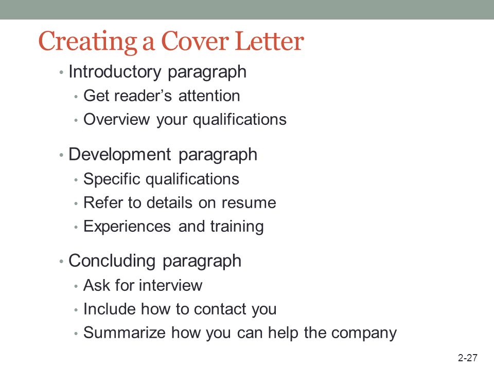 Creating a Cover Letter