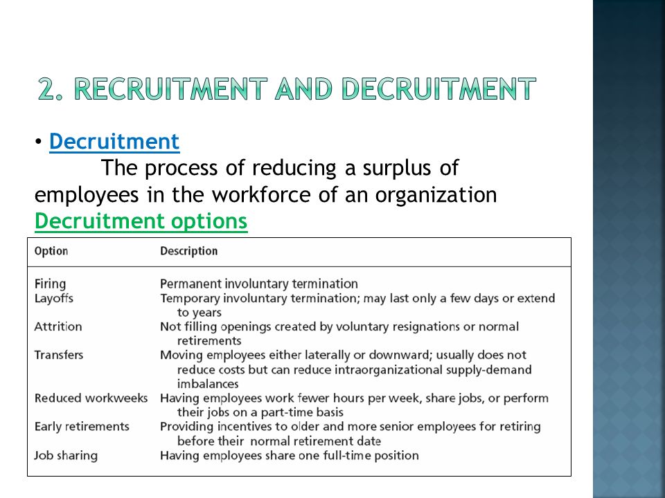 2. Recruitment and decruitment