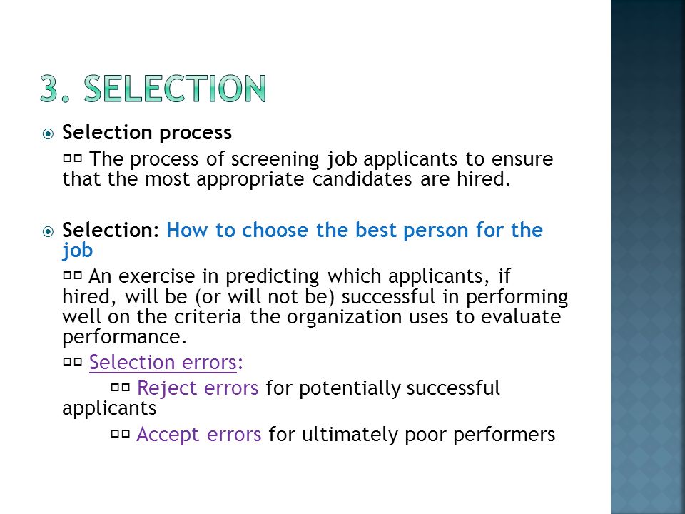 3. Selection Selection process