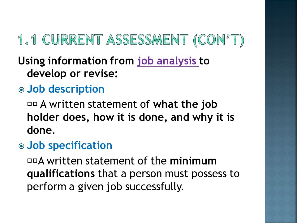 1.1 Current assessment (con’t)