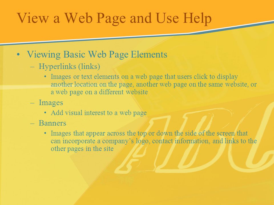 View a Web Page and Use Help
