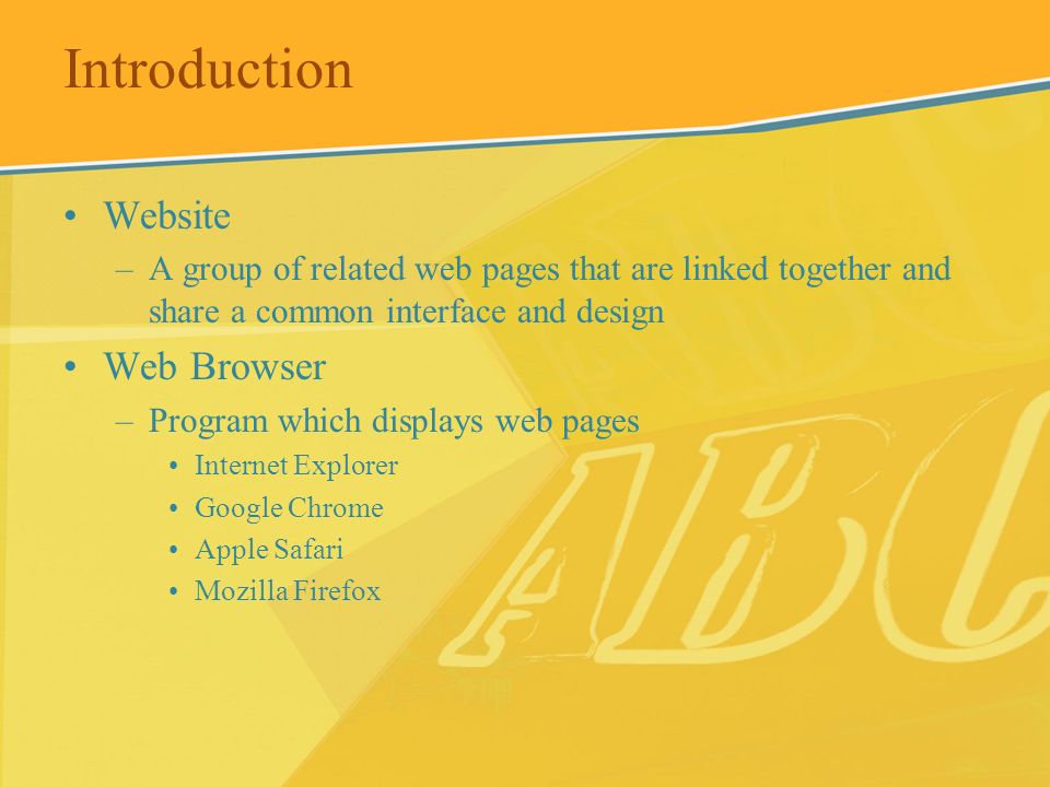 Introduction Website Web Browser