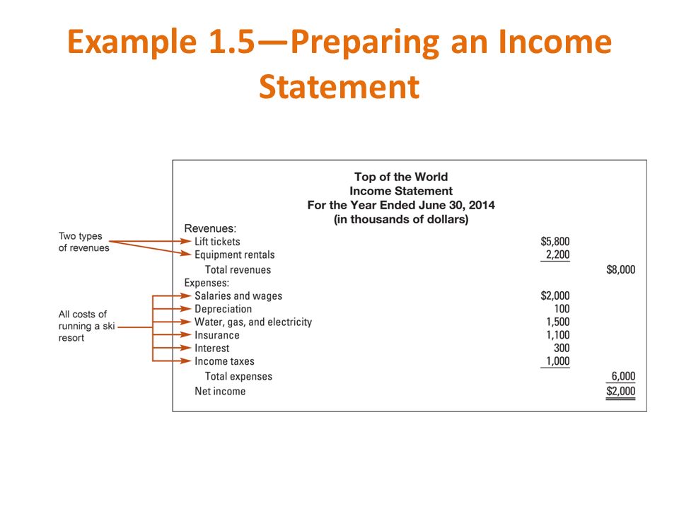Example 1.5—Preparing an Income Statement